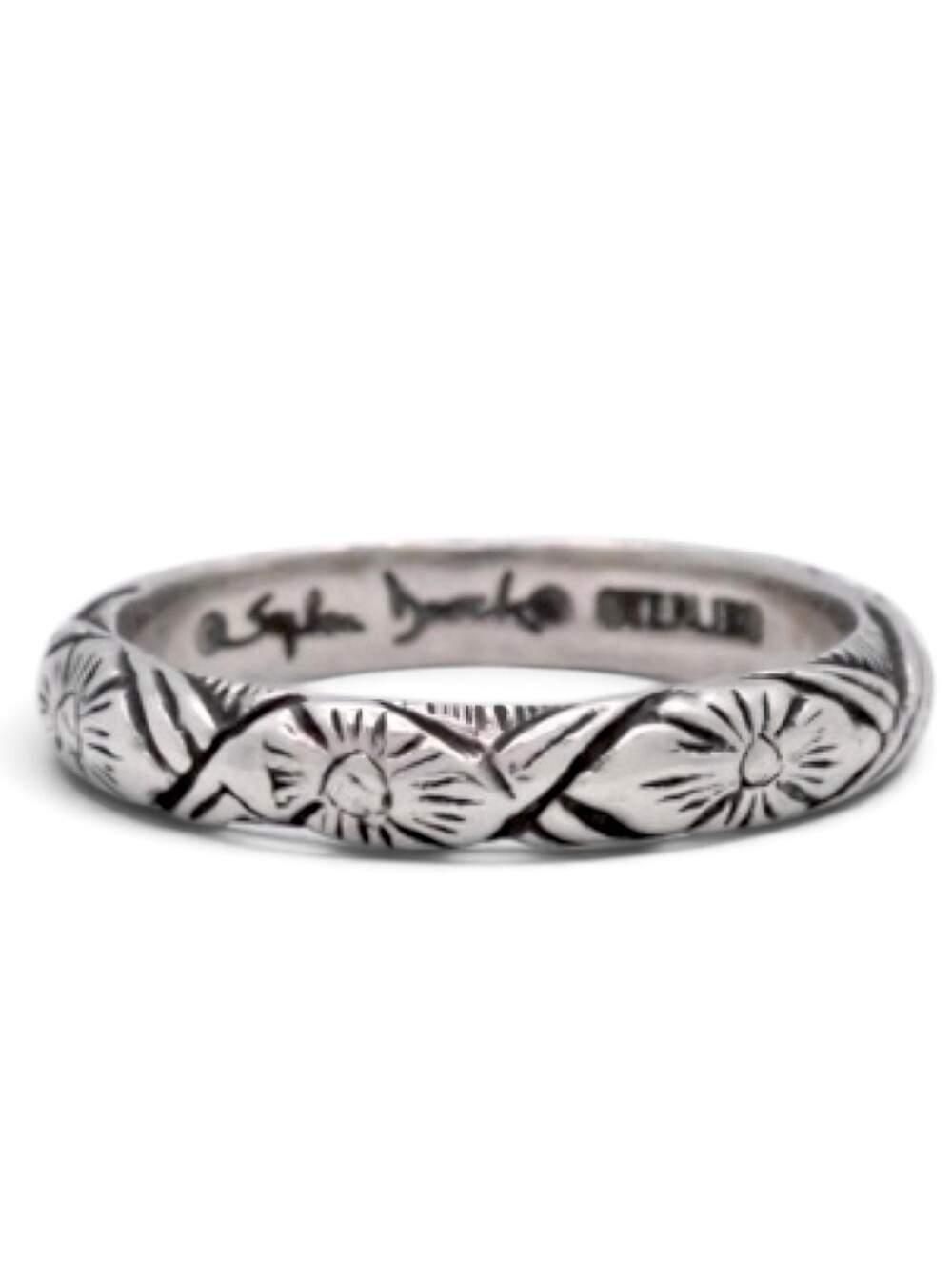 Stephen Dweck Ring 925 Sterling Silver Floral Band - 3.2g